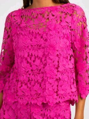 Trina Turk Sun Bateau Neck Lace Top Size M